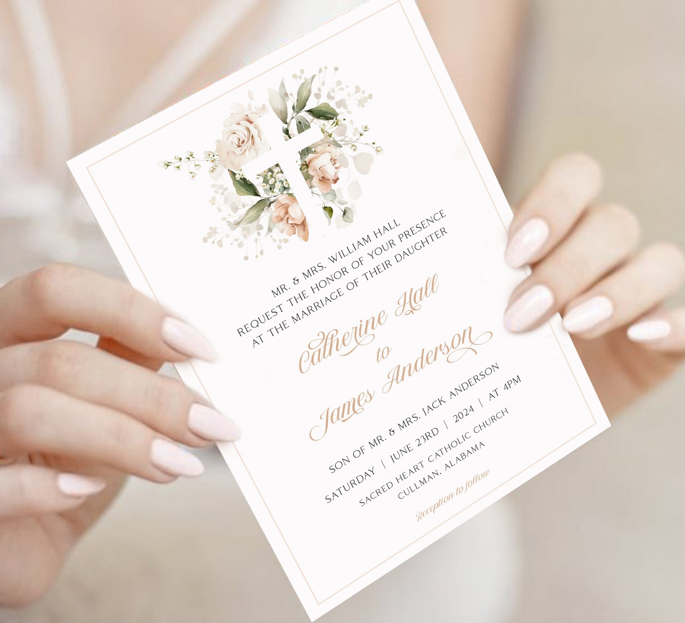 Christian Wedding Invitation Template, Wedding Stationary, Catholic Wedding  Details Card, RSVP Wedding Suite, Traditional Wedding Invitation - Etsy, image size:2200x2000