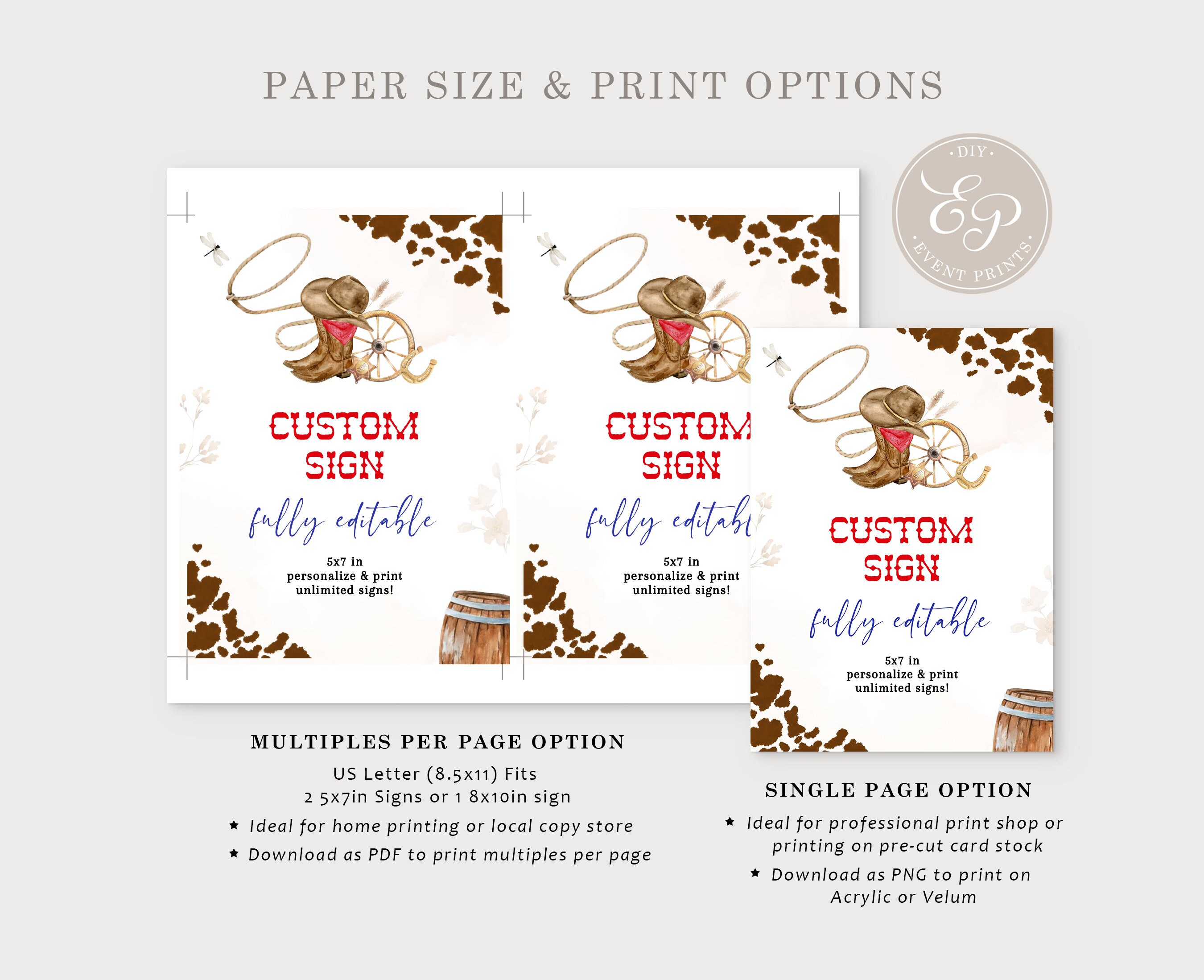 First Rodeo Signage My FIRST RODEO Custom Signs Template Set, Editable Cowboy Birthday ...
