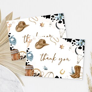 My FIRST RODEO Thank You Card Template, Boho Cowboy Birthday Printable ...