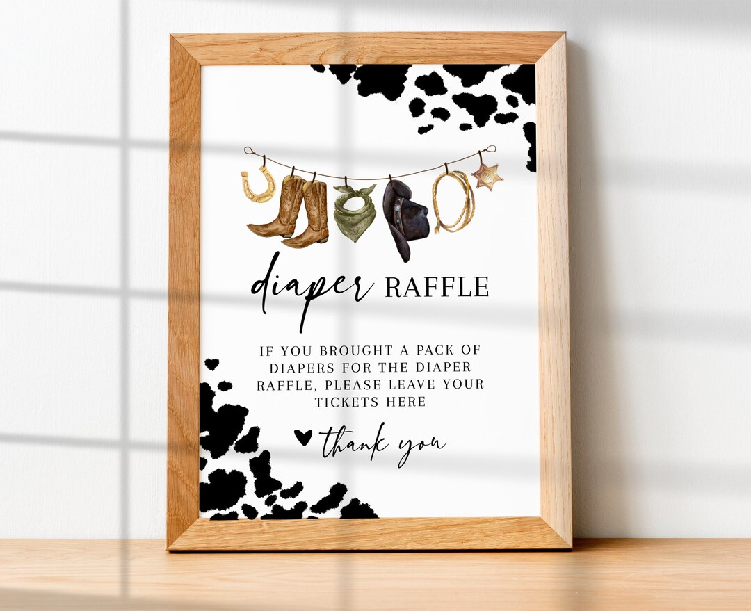 LITTLE COWBOY Diaper Raffle Sign, Diaper Raffle Ticket Sign, Wild West ...