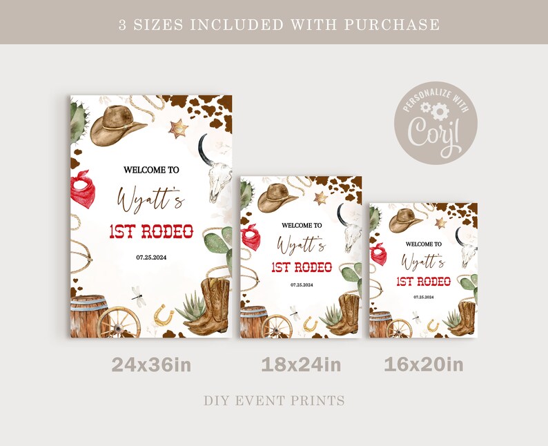 My First Rodeo Theme Sign My FIRST RODEO Birthday Welcome Sign Template | Printable Wild West ...