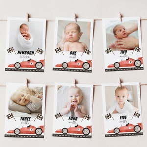 RACE CAR First Birthday Photo Banner Editable Template, Fast One Birthday Baby's First Year Banner, Two Fast Birthday Banner BD19