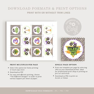 MONSTER TRUCK Cupcake Topper Template, Monster Jam Birthday Cupcake ...