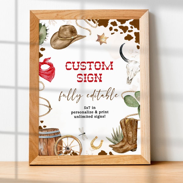 My FIRST RODEO Custom Signs Template Set, Editable Cowboy Birthday Decorations, Country Western Personalized Signs Birthday Decor BD04