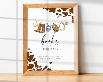 LITTLE COWBOY Books For Baby Sign, Western Baby Shower Activity, Baby Shower Games, Baby Shower Signage, Baby Shower Printable Signs BS02