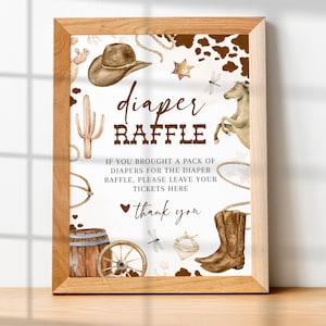 LITTLE COWBOY Diaper Raffle Sign, Diaper Raffle Ticket Sign, Western Baby Shower Games, Baby Shower Signage,Baby Shower Printable Signs BS75