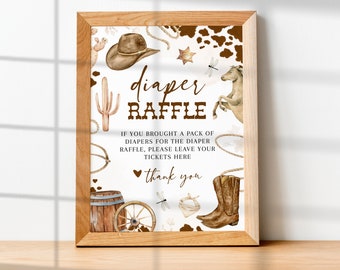LITTLE COWBOY Diaper Raffle Sign, Diaper Raffle Ticket Sign, Western Baby Shower Games, Baby Shower Signage,Baby Shower Printable Signs BS75