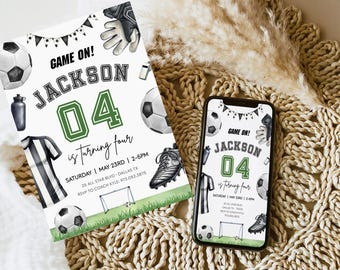 SOCCER Birthday Invitation Template, Soccer Party Invite, Football Birthday Invitation, Football Invitation, SOCCER Birthday Party BD83