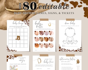 LITTLE COWBOY - Printable Baby Shower Games, DIY Western Baby Shower Games Bundle, Wild West Baby Shower Signs,Cowboy Baby Shower Games BS01
