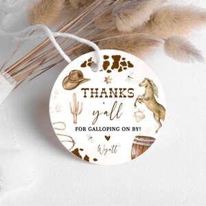 LITTLE COWBOY Baby Shower Favor Tags, My First Rodeo Birthday Thank You Tags, Western Baby Shower Gift Tags, Birthday Gift Tag Template BD01 image 2