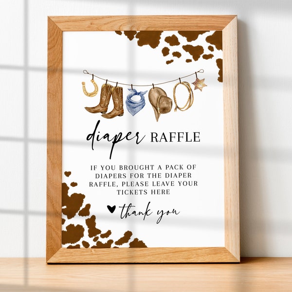 LITTLE COWBOY Diaper Raffle Sign, Diaper Raffle Ticket Sign, Western Baby Shower Games, Baby Shower Signage,Baby Shower Printable Signs BS02