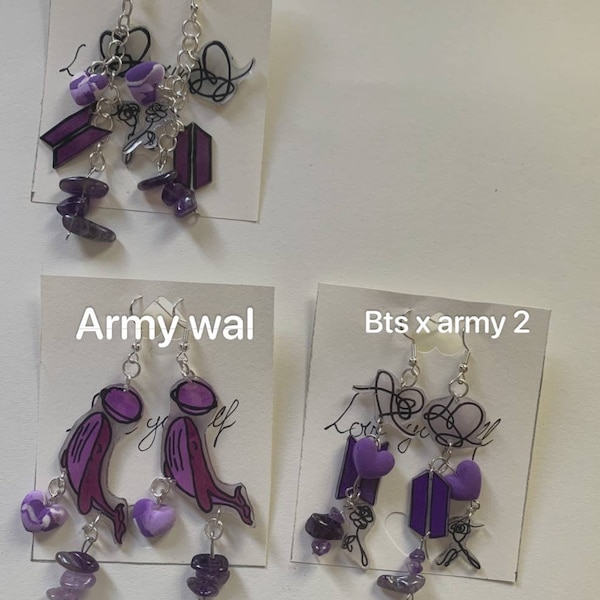 Bts inspired // BTS x Army earrings // KPOP earrings