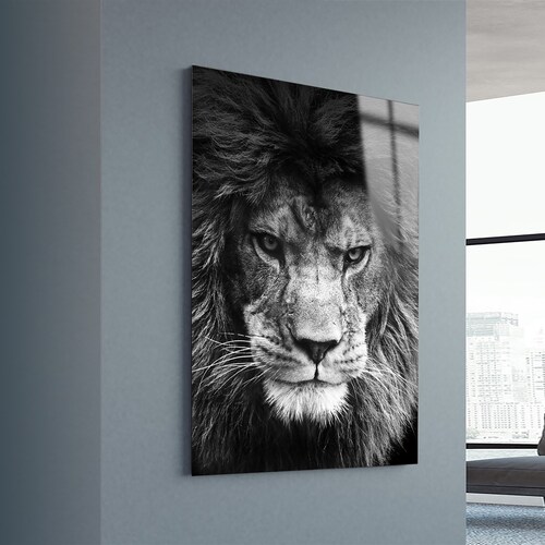 Lion Glass Printing Wall Art Modern Decor Ideas for Your House Etsy