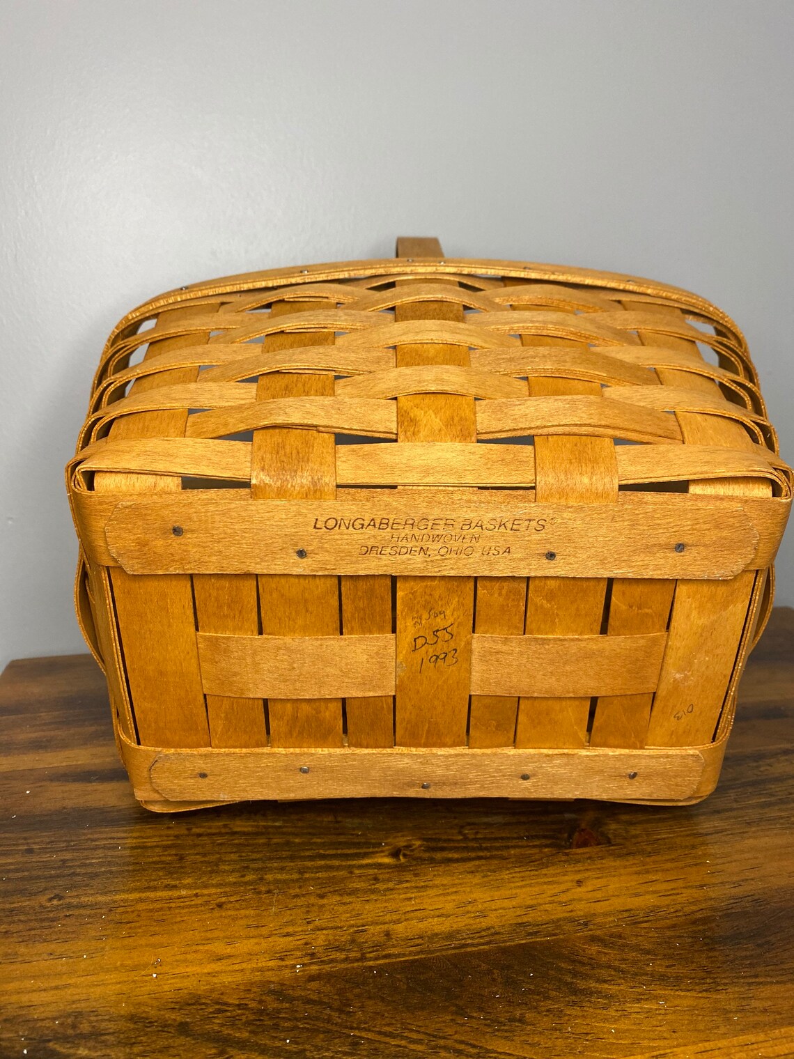 1993 Rectangular Spring Longaberger Basket with Wooden Insert Etsy