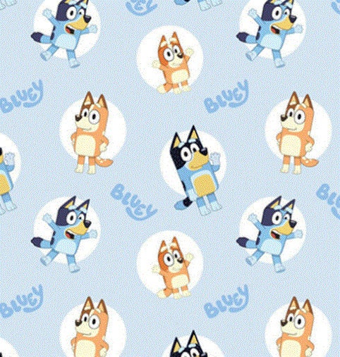 Disney Bluey Fabric 100% Cotton Quarter Yard 944 Half Yard 1844 I Full Yard  3644 Bluey and Bingo Badges 