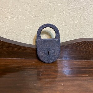 Antique Iron Padlock - No Keys, Jammed, Collectible Decorative Lock