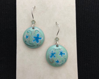 Cloisonne Flower Earrings