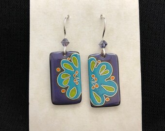 Cloisonne Flower Earrings