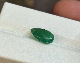 Genuine Natural Emerald Zambian Drop Gemstone Size 12.1x7.6x4.1 mm 2.75 Carat
