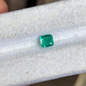 AAA Certified Natural Zambian Emerald 0.70 Carat. 5 Step Cut Faceted Loose Stone for Ring, Fine Quality Vivid Green Emerald 5x4.5x3.4 MM