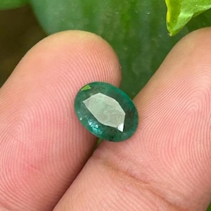 AAA Natural Zambian Emerald 1.70 Carat. 3 Step Cut Faceted Loose Stone for Ring, Fine Quality Vivid Green Zambian  Emerald 9x7x3 MM