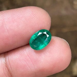 2.10Cts Natural Zambian Emerald 5 Step Cut Faceted Loose Stone for Ring, Fine Quality Vivid Green Zambian Emerald 9.6x6.9x4 MM