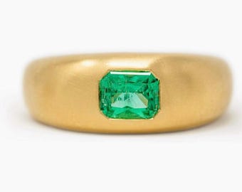 1 Carat Emerald Ring – 14k Solid Gold, Square Green Gemstone