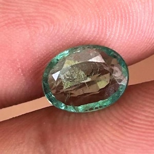 AAA Natural Zambian Emerald 1.60 Carat. 3 Step Cut Faceted Loose Stone for Ring, Fine Quality Vivid Green Zambian  Emerald 9x7x3 MM