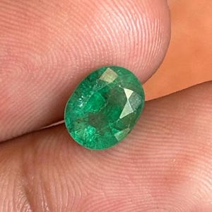 AAA Natural Zambian Emerald 1.90 Carat. 3 Step Cut Faceted Loose Stone for Ring, Fine Quality Vivid Green Zambian  Emerald 8x6x5 MM