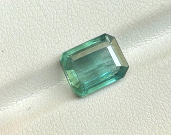 Certificate Natural Zambian Emerald Cut Gemstone, 2.50 Carat lite Green Emerald .