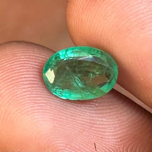AAA Natural Zambian Emerald 2 Carat. 3 Step Cut Faceted Loose Stone for Ring, Fine Quality Vivid Green Zambian  Emerald 9.5x6.8x4.1 MM