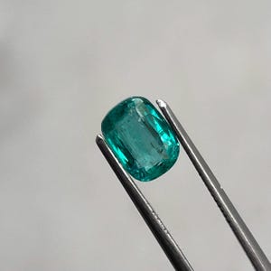 AAA Certified Natural Zambian Emerald 1.75 Carat. 4 Step Cut Faceted Loose Stone for Ring, Fine Quality Vivid Green Emerald 8.1x5.6x4.3MM