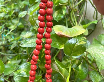 Collier Perles Corail Naturel Rouge 3-5 Mm - Longueur 18 Pouces (45 Cm) - Marque Mystery Of Gems - Neuf
