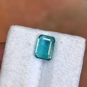 AAA Certified Natural Zambian Emerald 1.8 Carat. 6 Step Cut Faceted Loose Stone for Ring, Fine Quality Vivid Green Emerald 8.8x6.3x3.6  MM
