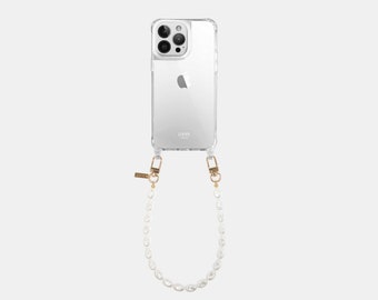 Classic Clear Phone Case + Pearl Phone Wristlet / Bracelet