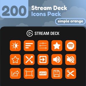 200 Stream Deck Icons | Orange Solid | Rainbow Collection | Cute | Elgato | Streaming Assets | Minimal | Touch Portal