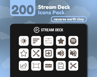 200 Íconos de Stream Deck / White + Earth Clay Solid / Reverse Collection / Cute / Elgato / Streaming Assets / Minimal / Touch Portal