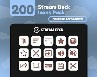 200 íconos de Stream Deck / White + Terracotta Pot Solid / Reverse Collection / Cute / Elgato / Streaming Assets / Minimal / Touch Portal