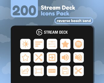 200 Íconos de Stream Deck / White + Beach Sand Solid / Reverse Collection / Cute / Elgato / Streaming Assets / Minimal / Touch Portal