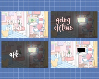 Cute Girly Gamer Girl Room Twitch Scene Package Streamer Package