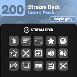 200 Stream Deck Icons | Grey / Gray Solid | Rainbow Collection | Cute | Elgato | Streaming Assets | Minimal | Touch Portal