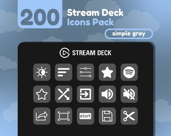 200 Íconos de Stream Deck / Gris / Gris Sólido / Colección Rainbow / Cute / Elgato / Streaming Assets / Minimal / Touch Portal