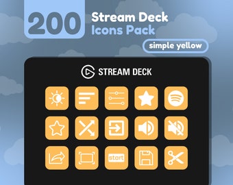 200 Íconos de Stream Deck / Amarillo Sólido / Colección Rainbow / Cute / Elgato / Streaming Assets / Minimal / Touch Portal