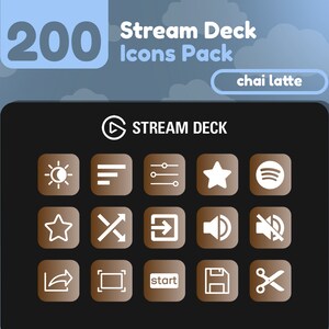 200 Stream Deck Icons | Brown + Mocha Gradient | Chai Latte Collection | Cute | Elgato | Streaming Assets | Minimal | Touch Portal