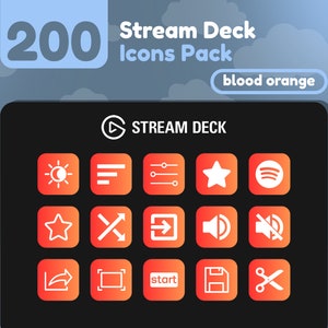 200 Stream Deck Icons | Orange + Yellow Gradient | Blood Orange Collection | Cute | Elgato | Streaming Assets | Minimal | Touch Portal