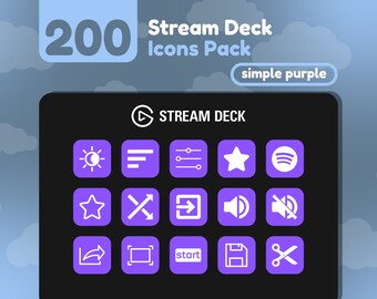 200 Stream Deck Icons | Purple Solid | Rainbow Collection | Cute | Elgato | Streaming Assets | Minimal | Touch Portal