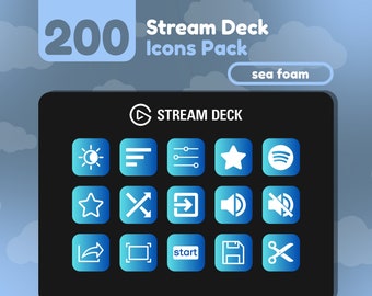 200 Stream Deck Icons | Cyan + Blue Gradient | Sea Foam Collection | Cute | Elgato | Streaming Assets | Minimal | Touch Portal