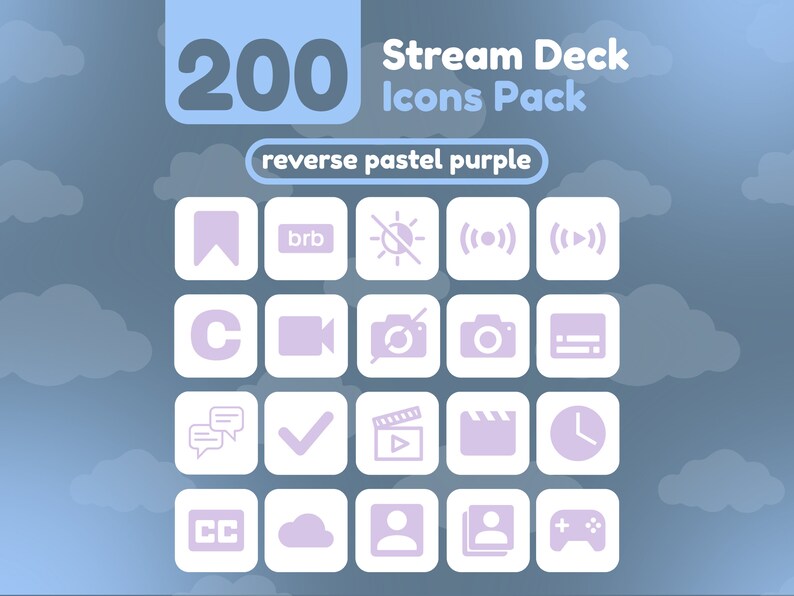 200 Stream Deck Icons White Pastel Purple Solid Reverse - Etsy