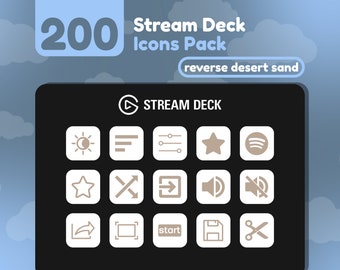 200 Íconos de Stream Deck / White + Desert Sand Solid / Reverse Collection / Cute / Elgato / Streaming Assets / Minimal / Touch Portal