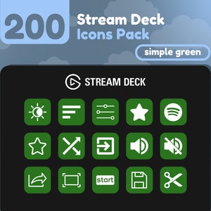 200 Stream Deck Icons | Green Solid | Rainbow Collection | Cute | Elgato | Streaming Assets | Minimal | Touch Portal